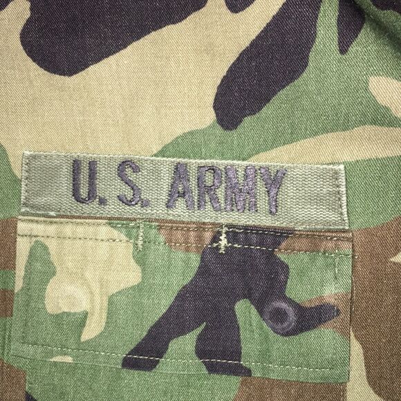 Us Army Woodland Camo camouflage military button down shirt jacket M regular BDU - Picture 2 of 6